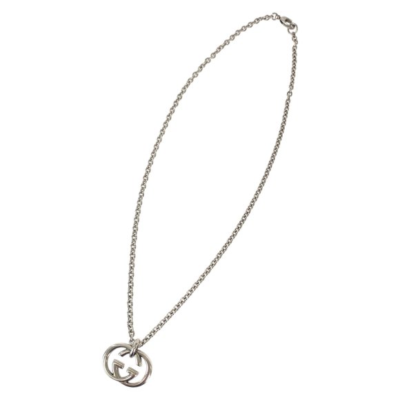 GUCCI Gucci Interlocking GG Logo Unisex Silver 925 190484 Necklace